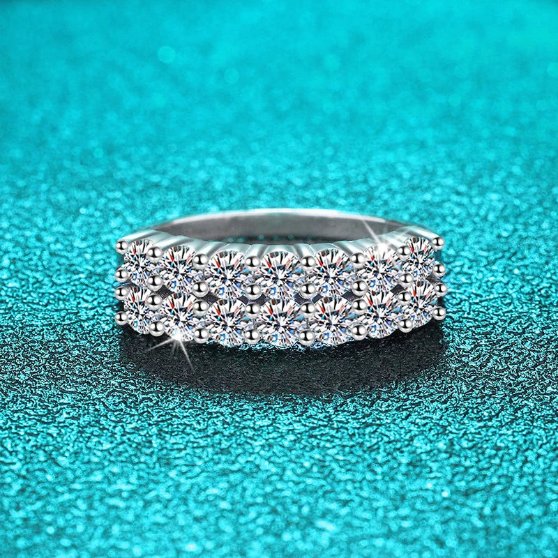 1.4CT 0.7CT 3mm Moissanite Ring for Women Half Enternity Diamond Band S925 Sterling Silver Plated White Gold Ring GRA