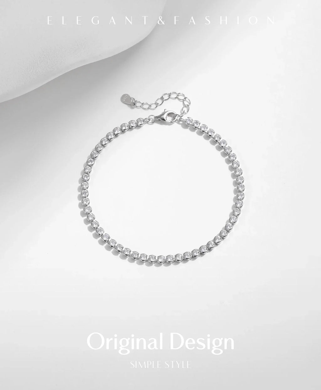 925 Sterling Silver Sparkling CZ Tennis Bracelet Round Zirconia Platinum Plated Bracelet For Women Fine Jewelry Gift