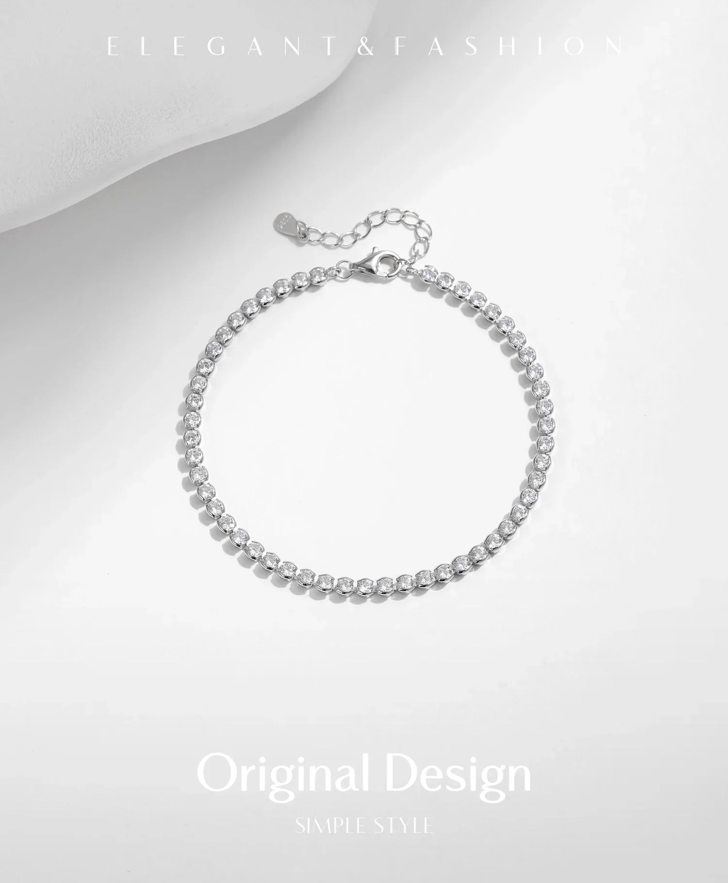 925 Sterling Silver Sparkling CZ Tennis Bracelet Round Zirconia Platinum Plated Bracelet For Women Fine Jewelry Gift