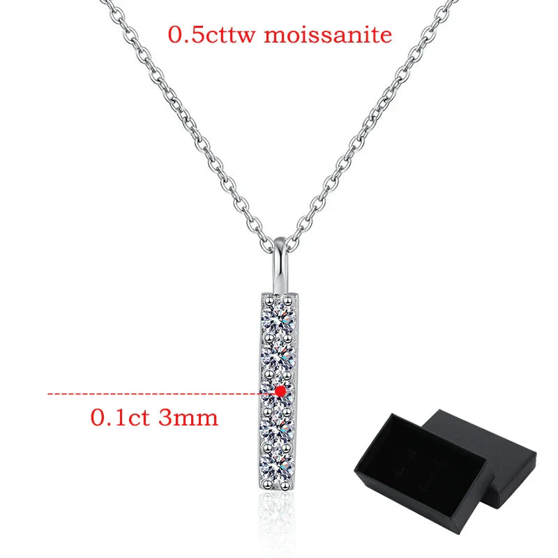 D Color 5 Gems Full Moissanite Necklace for Women Man Sparkling Lab Created Diamond Pendant S925 Sterling Silver 925