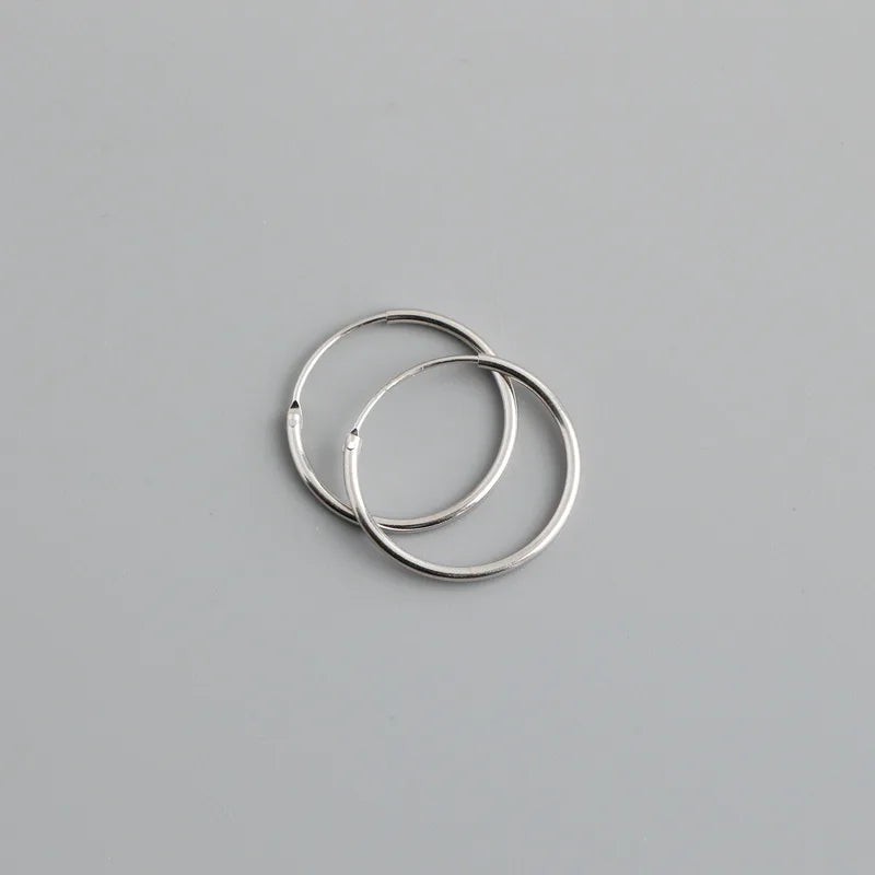 Genuine 925 Sterling Silver Fashion Korean Simple Hoop Earrings for Women Men Charming Chic Party Jewelry Accessories