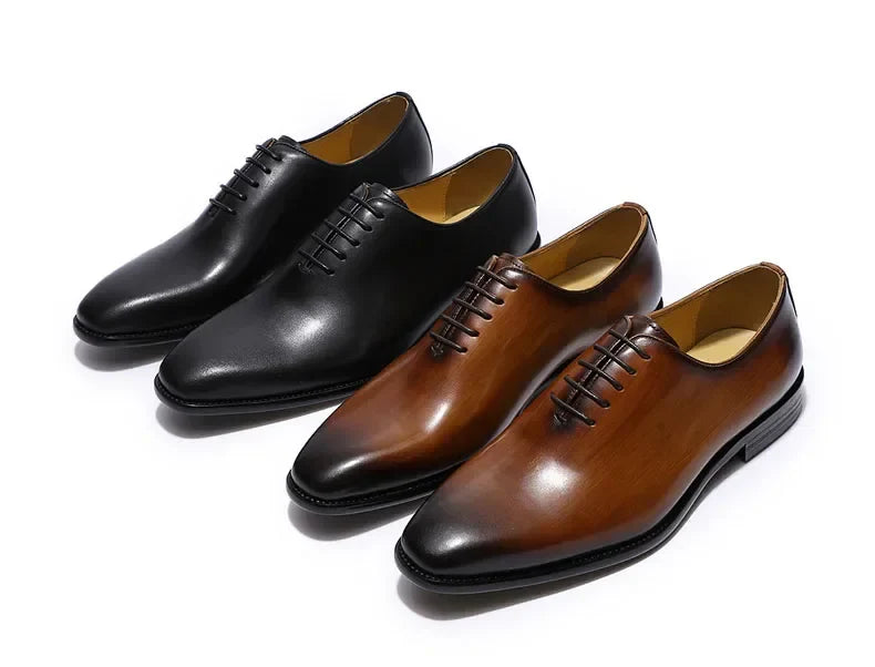 Designer Genuine Leather Mens Wholecut Oxford Shoes Luxury Brand Black Brown Dress Shoes for Business Office Formal Wear