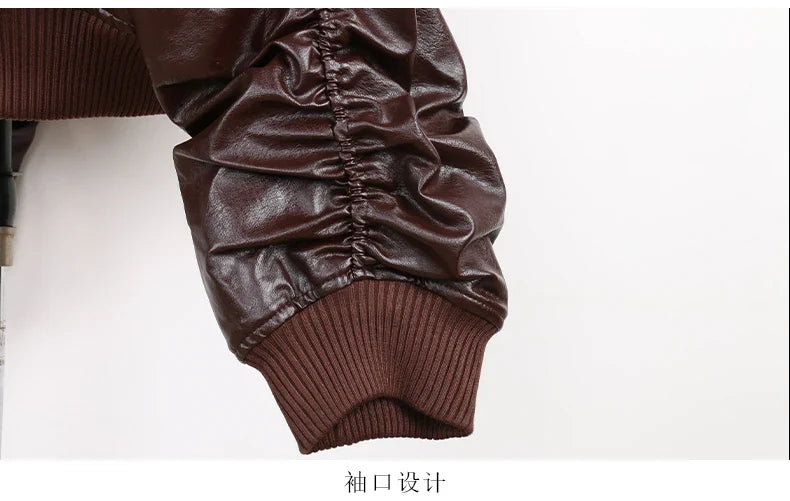 Autumn Winter Cool Handsome Oversized Brown Thickened Warm Leather Jacket Men with Hood Fake 2 Piece European Clothes