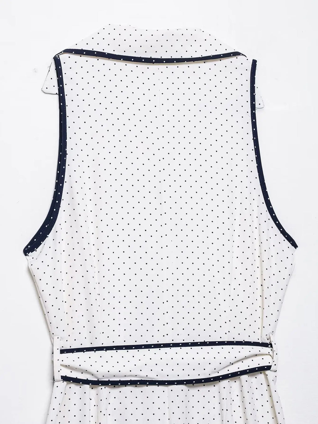 Woman Elegant Chic Sleeveless Single-breasted Midi Dress Summer Women Sexy White Polka Dot Shirt Style Chart Dress Mujer