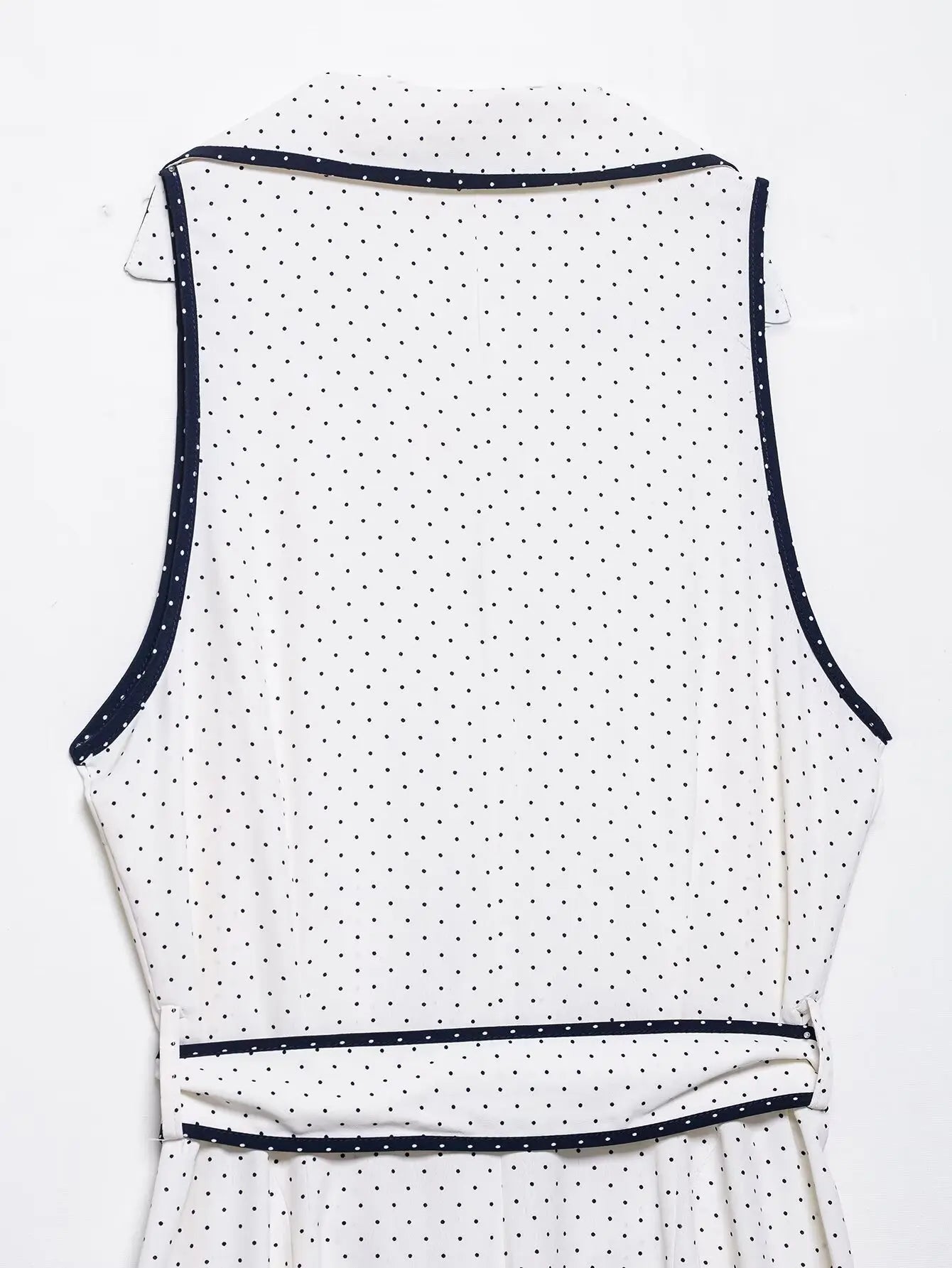 Woman Elegant Chic Sleeveless Single-breasted Midi Dress Summer Women Sexy White Polka Dot Shirt Style Chart Dress Mujer