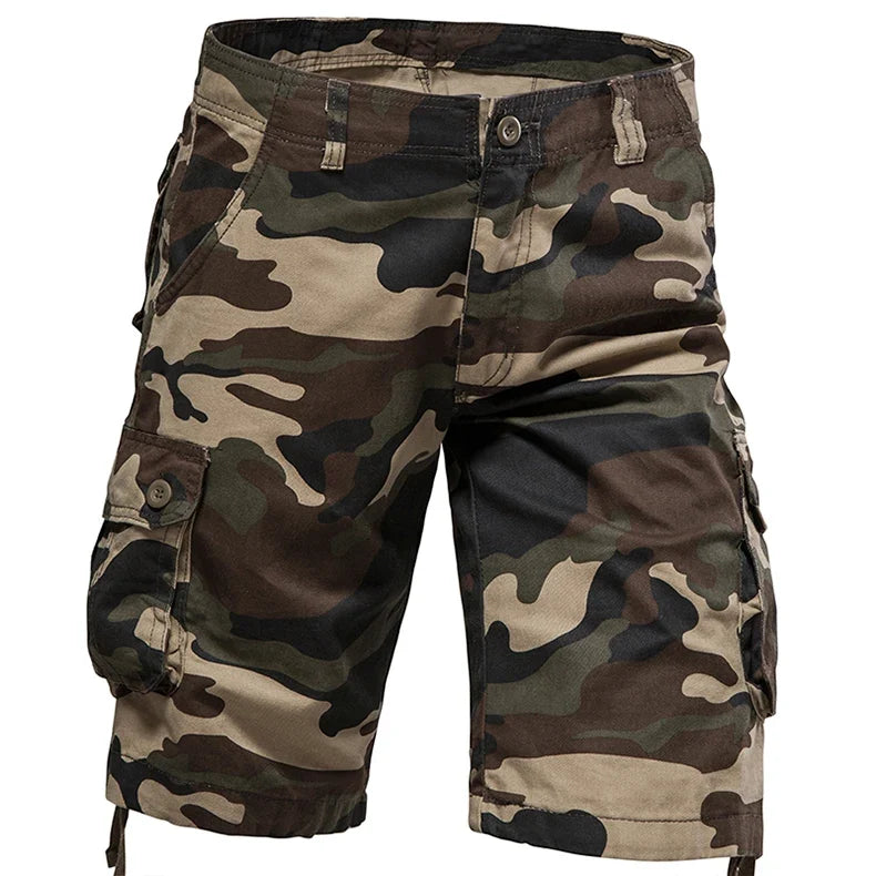 Men's Camo Shorts Summer Casual Half Pants Camouflage Outdoor Sports Short Pants Side Pocket Cotton Breathable Shorts