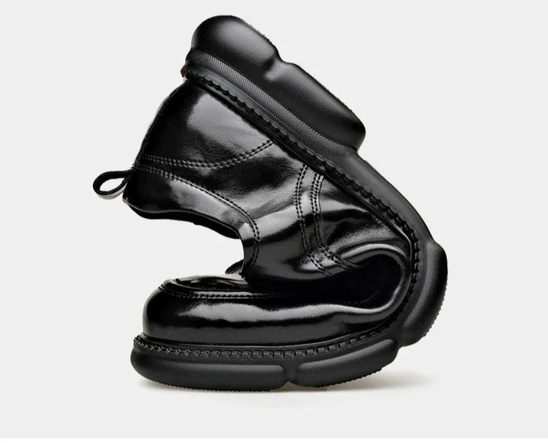 Summer Hallow Cow Leather Shoes for Men Fashion Casual Black New Designer Dress Shoes Male Lace Breathable Platform Shoes Man