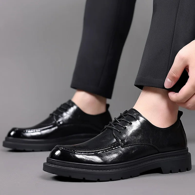 New Men Business Casual Leather Shoes Soft Sole Soft Leather Beanie Shoes Trendy Men Shoes Fashion Driving Shoes Shoes