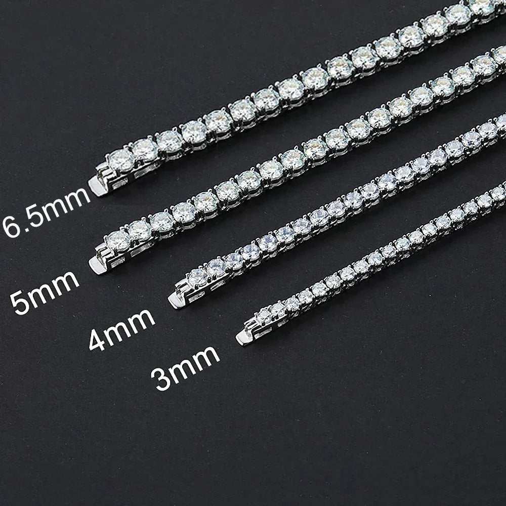 Certified Full Moissanite Tennis Necklaces Bracelets For Women Men 100% S925 Silver 3/4/5/6.5mm Lab Diamond Riviera Necklace