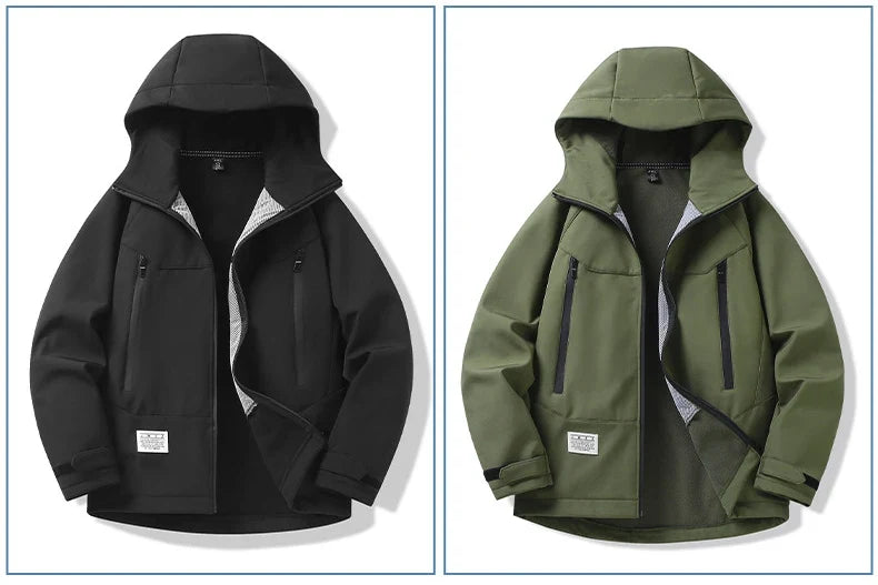 Waterproof Windbreaker Jacket Men 12XL 13XL Plus Size Camp Jacket Coat Male Fashion Casual Fleece Jackets Big Size 13XL