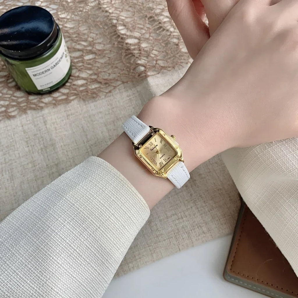 Women Watch Small Square Dial Thin Leather Strap Ladies Wristwatch Elegant Quartz Female Watches Casual reloj mujer