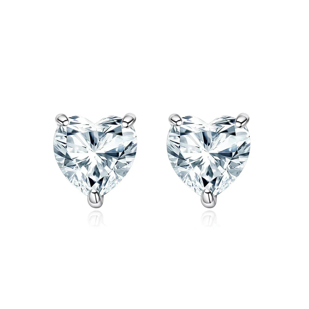 925 Sterling Silver 6.5*6.5mm Heart Moissanite Diamond Women Ear Studs Earrings Wedding Engagement Fine Jewelry Wholesale