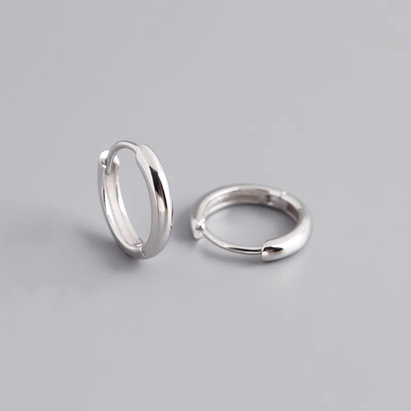 925 Sterling Silver Simple Matte Bohemian Round Ear Buckle for Women Punk Unisex Rock Hoop Earring Jewelry Accessories