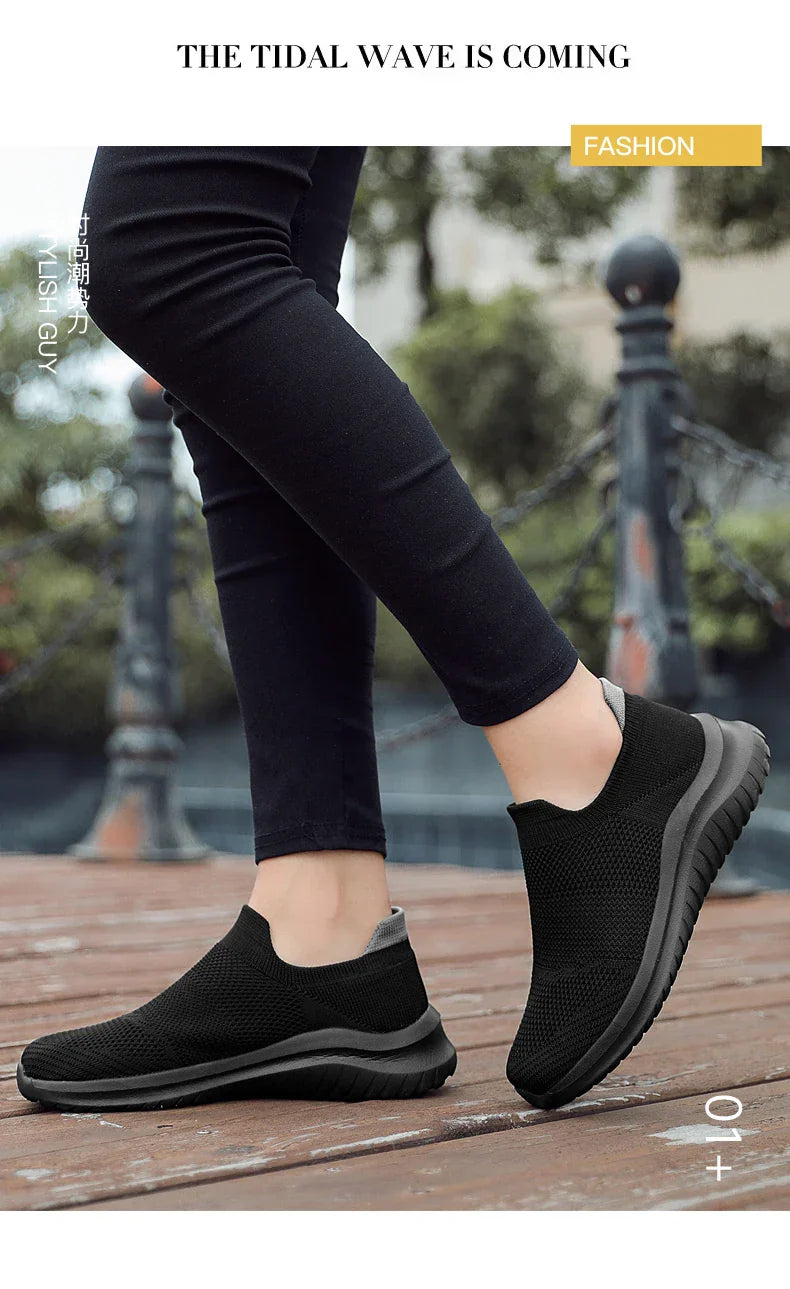 Men Shoes Sneakers Breathable Mesh Slip on Running Shoes Outdoor Non-Slip Couple Jogging Training Hiking Sports Shoes