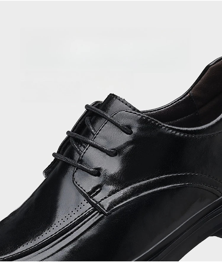 Spring Autumn Business Leather Shoes for Men Solid Color Lace Designer Big Head Dress Shoes Male Fashion Platform Casual Shoe