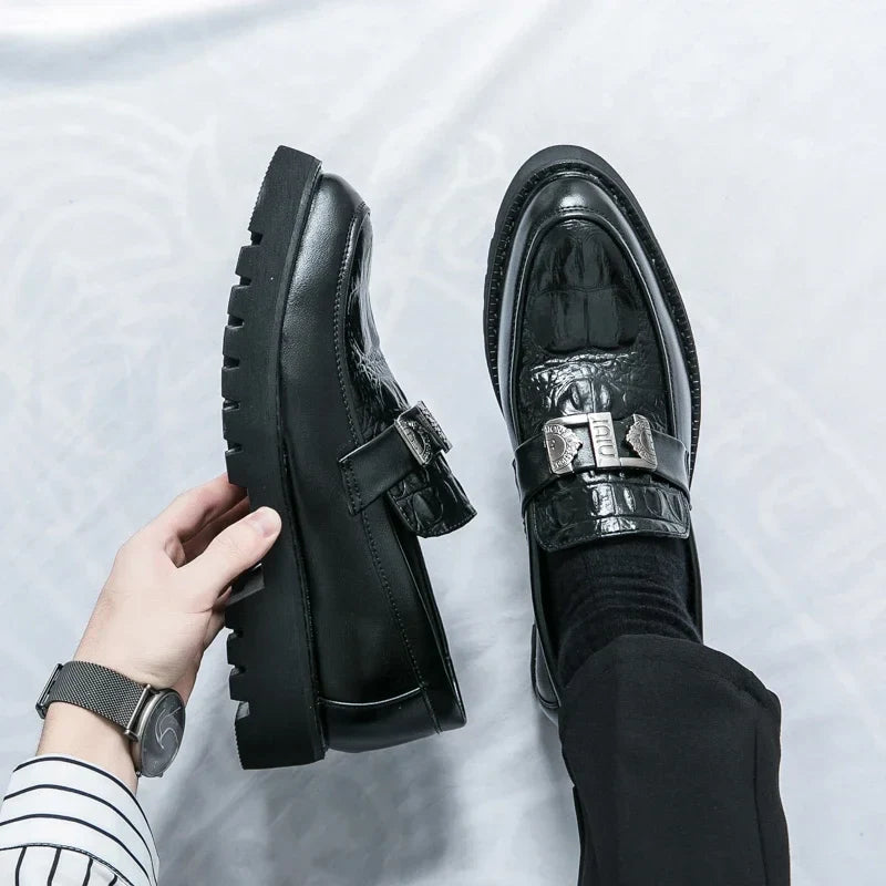 Mens Loafers Party Business Thick Soled Men Leather Shoes Dress Platform Shoes Comfortable Fashion New Casual Shoes for Men