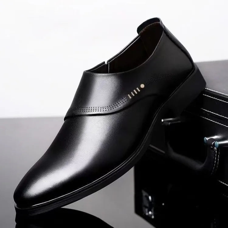2026 New Men's Shoes Soft Leather Soft Sole Comfortable Fashion Business Casual Leather Shoes Black Footwear