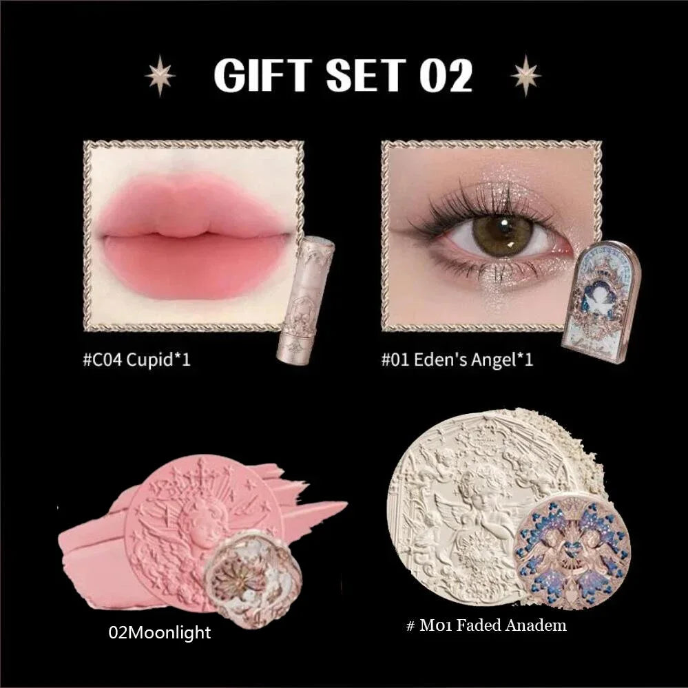 Little Angel Collection Makeup Gift Box Eyeshadow Blush Cream Matte Lipstick Full Kit All