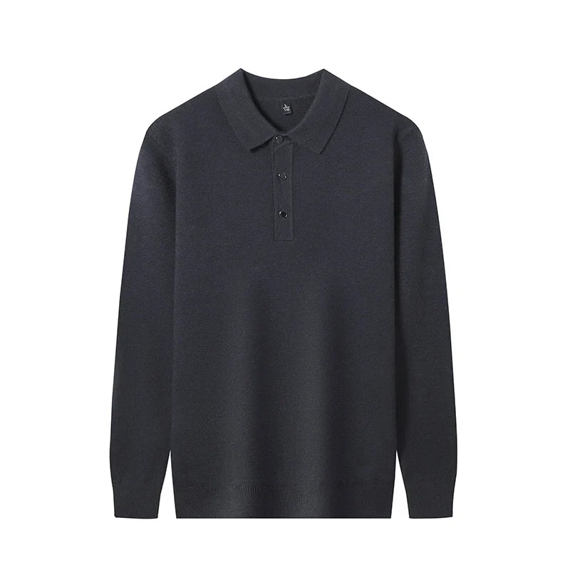 Fashion Autumn And Winter New Cashmere Sweater Men's High Quality Pullover Casual Loose POLO Knitted Bottom Shirt Jacket Shirt