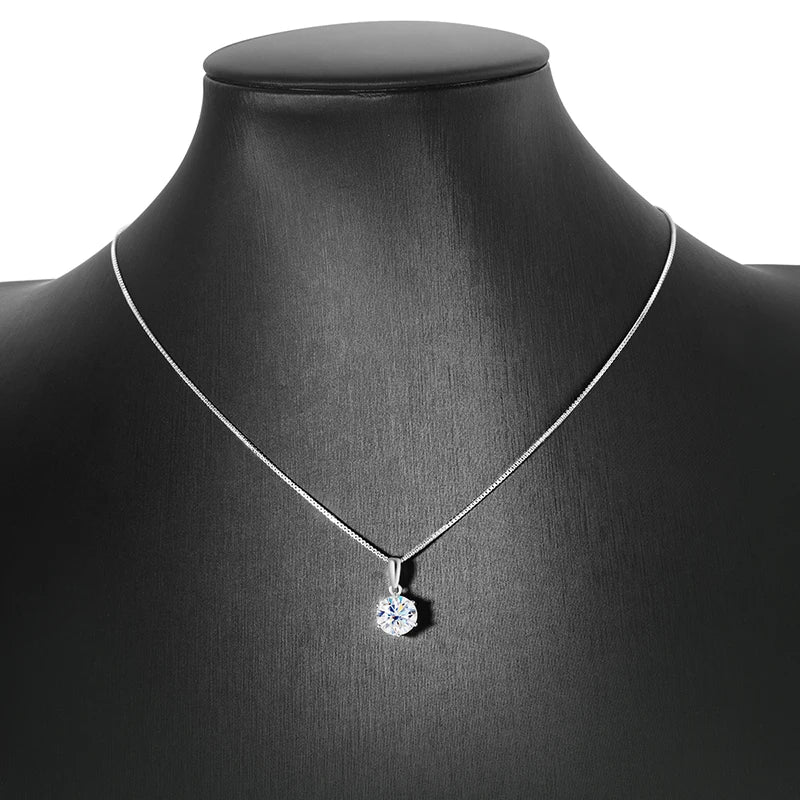 1CT 2CT D Color Moissanite Necklace for Women Flawless Sparkly Simulated Diamond Pendant Sterling Silver 925 Jewelry GRA