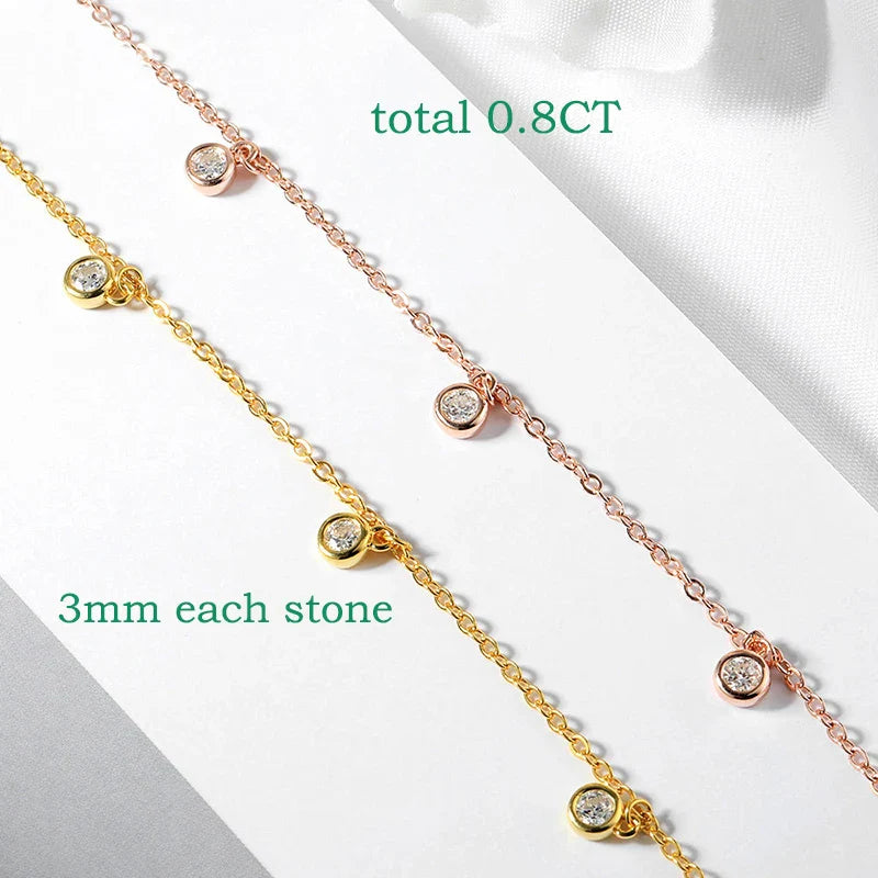 Certified Bubble 8 Stone 100% Real Moissanite Necklace Pendant Classic Women's Neck Chain Sterling Silver 925 Plated 18K