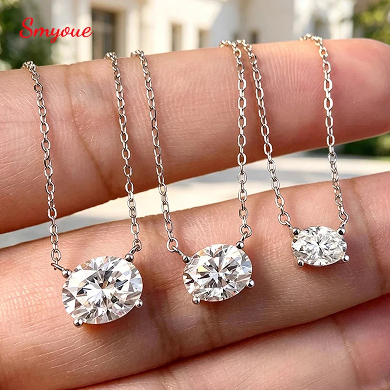 14K Plated 1-3CT Moissanite Necklaces Pendant Women Girls Birthday Gift Chain Lab Diamond Jewelry 925 Sterling Silver GRA