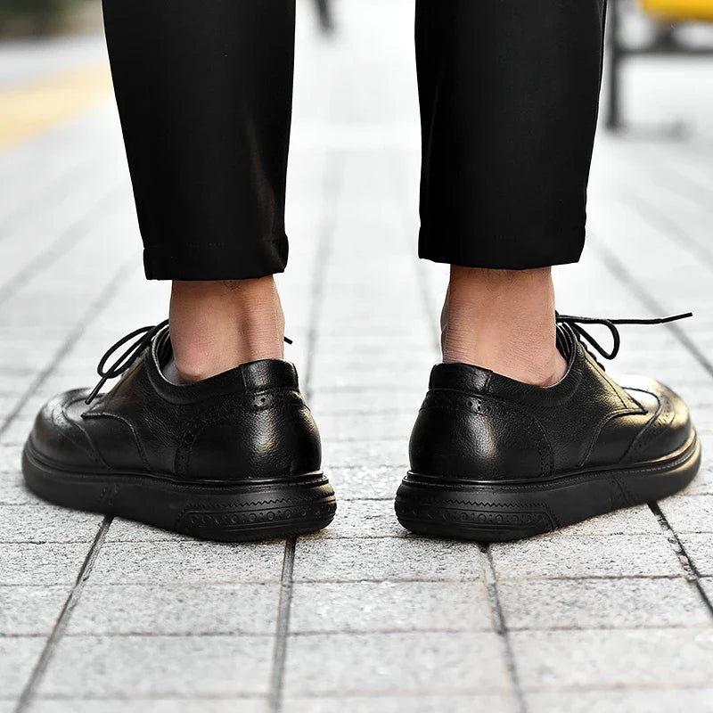 Big Size Mens Formal Genuine Leather Dress Shoes British Stylish Business Dress Men Flats High Quality Brogues Oxford Shoes Men