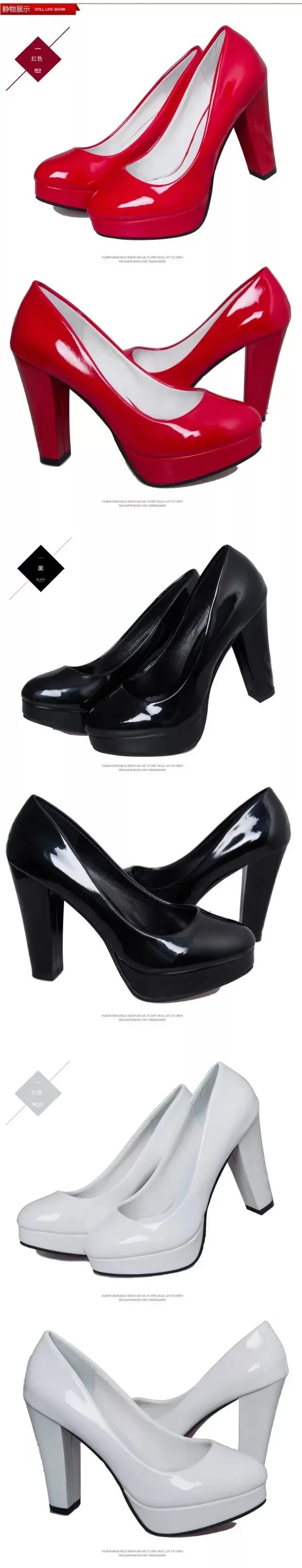 High Heels Shoes Women White Wedding Shoes Thick High Heels Fashion Party Pumps Footwear Black Red Big Size Spring