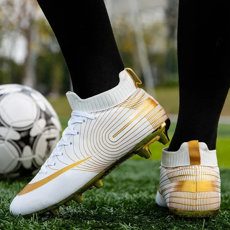 Men Soccer Shoes Ankle Outdoor Long Spikes Football Boots TF Professional Grass Cleats Unisex Football Shoes Chuteira Society