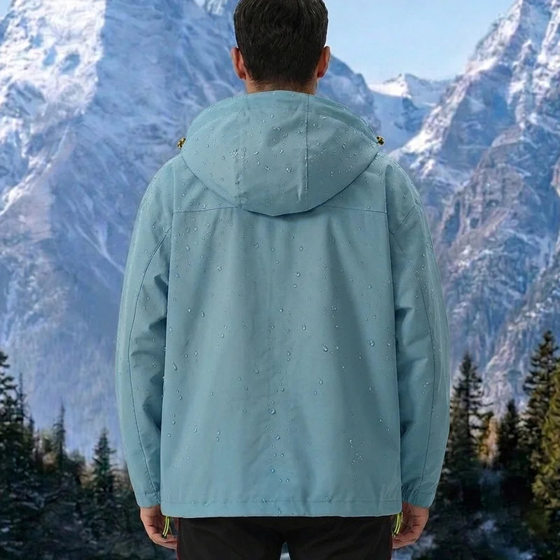 Men's Outdoor Jacket Waterproof Windbreaker Sports Climbing Trekking Multiple Pockets Skiing Softshell Zipper Hooded Jackets