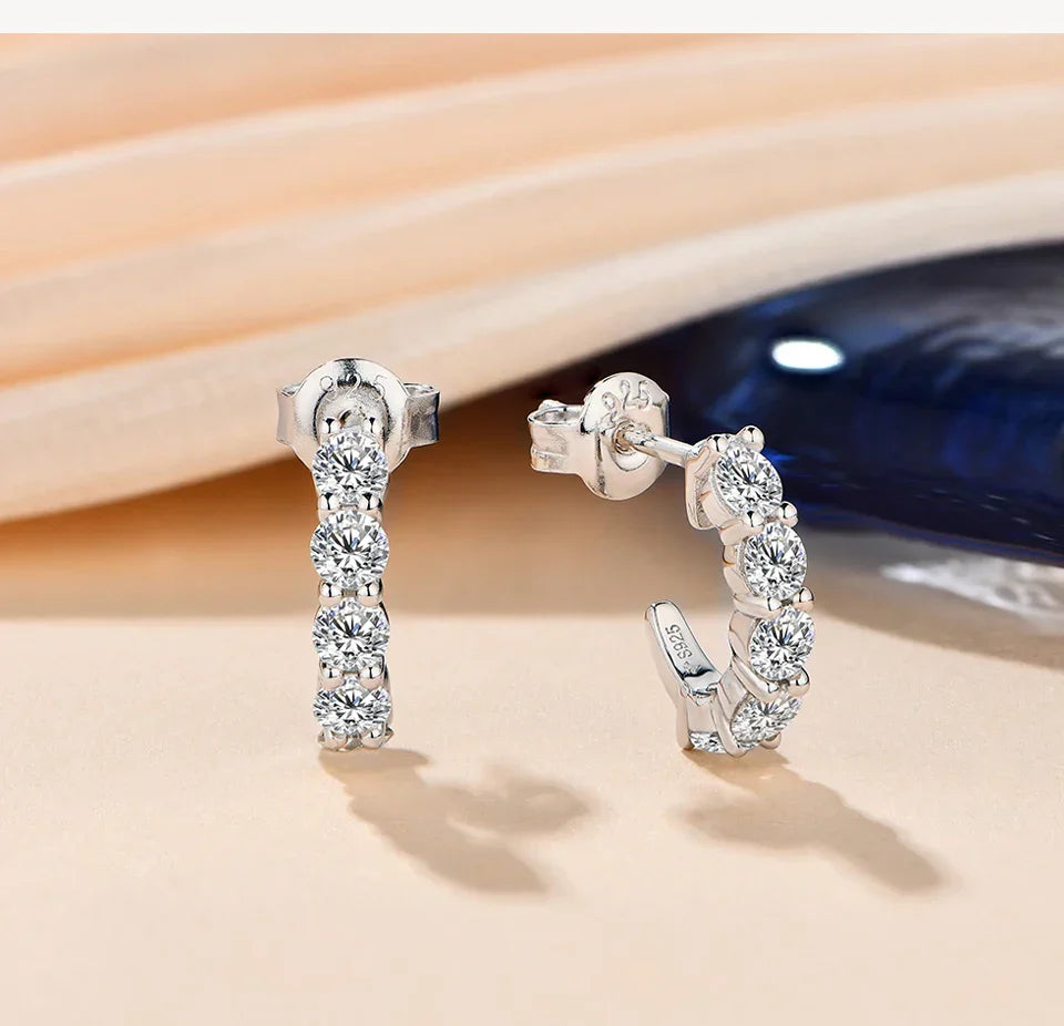 New in Round 3.0mm Moissanite Hool Earrings Passed Diamond Test Yellow Rose Plated Stud Earrings for Women Fine Jewelry