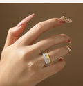 May New Two-Tone Wave Rings for Women Men S925 Silver Interlocking Moissanite Ring Trendy Statement Party Jewelry Gifts