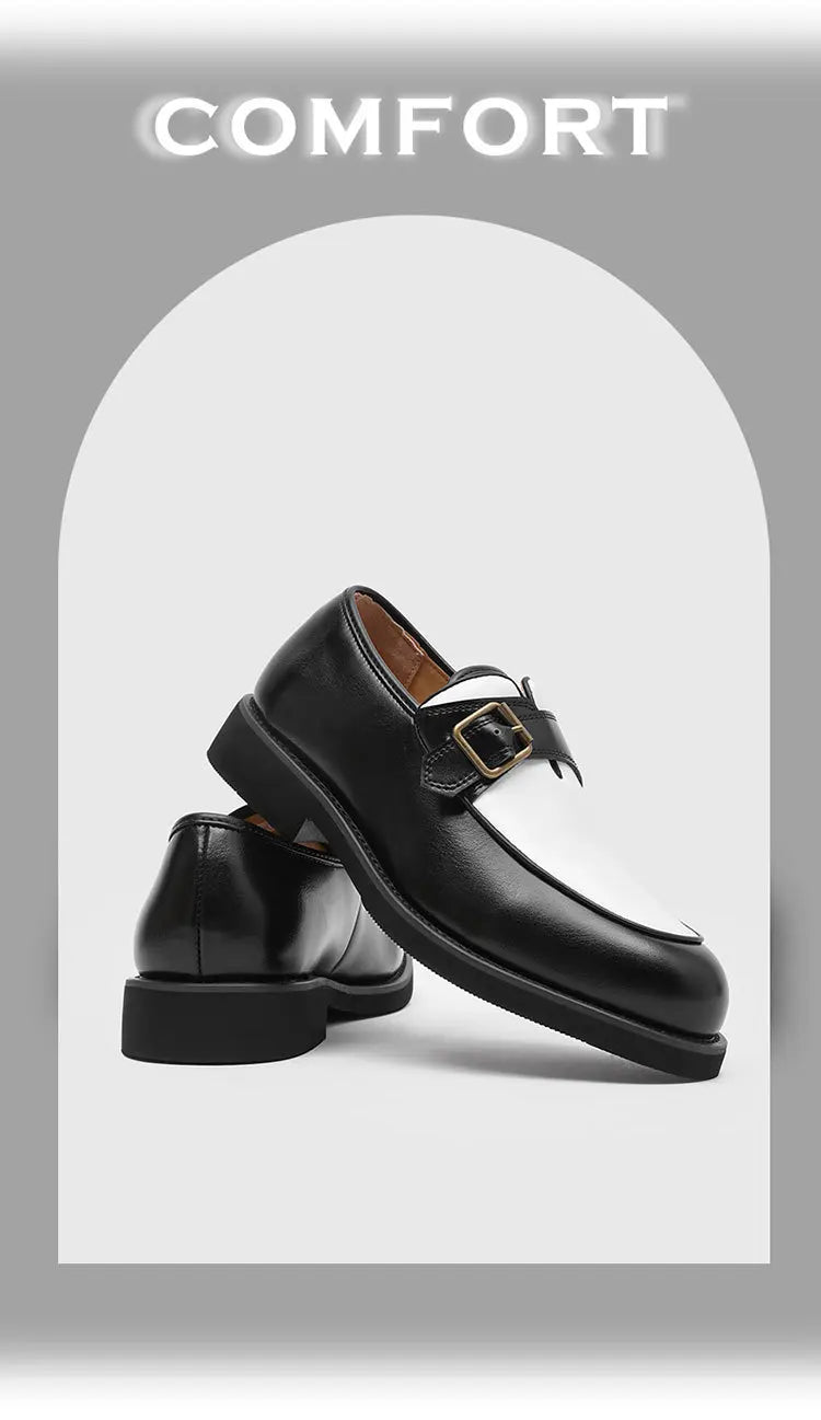 Business Men Loafers Black Brown Buckle Men Casual Button-up Thick-soled Anti-slip Fashion Brand Shoes Wedding Dress Shoes Men