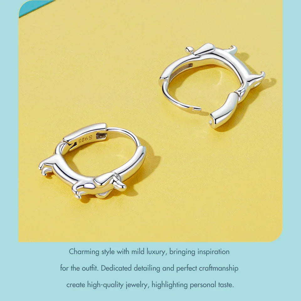 Snake Dog Cat Ear Buckles Women 925 Sterling Silver Dachshund Hoop Earrings Girl Party Birthday Gift Minimalism Jewelry