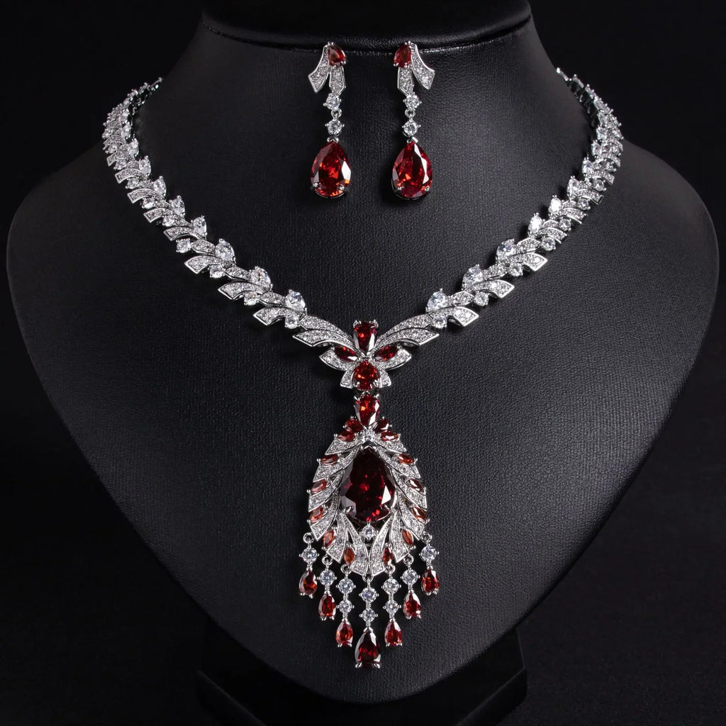 Pop Hot Stereo Jewelry Oil Painting Necklace Earrings Premium Multi-Color 2-Piece Wedding Travel Women's Holiday Gift M-1000