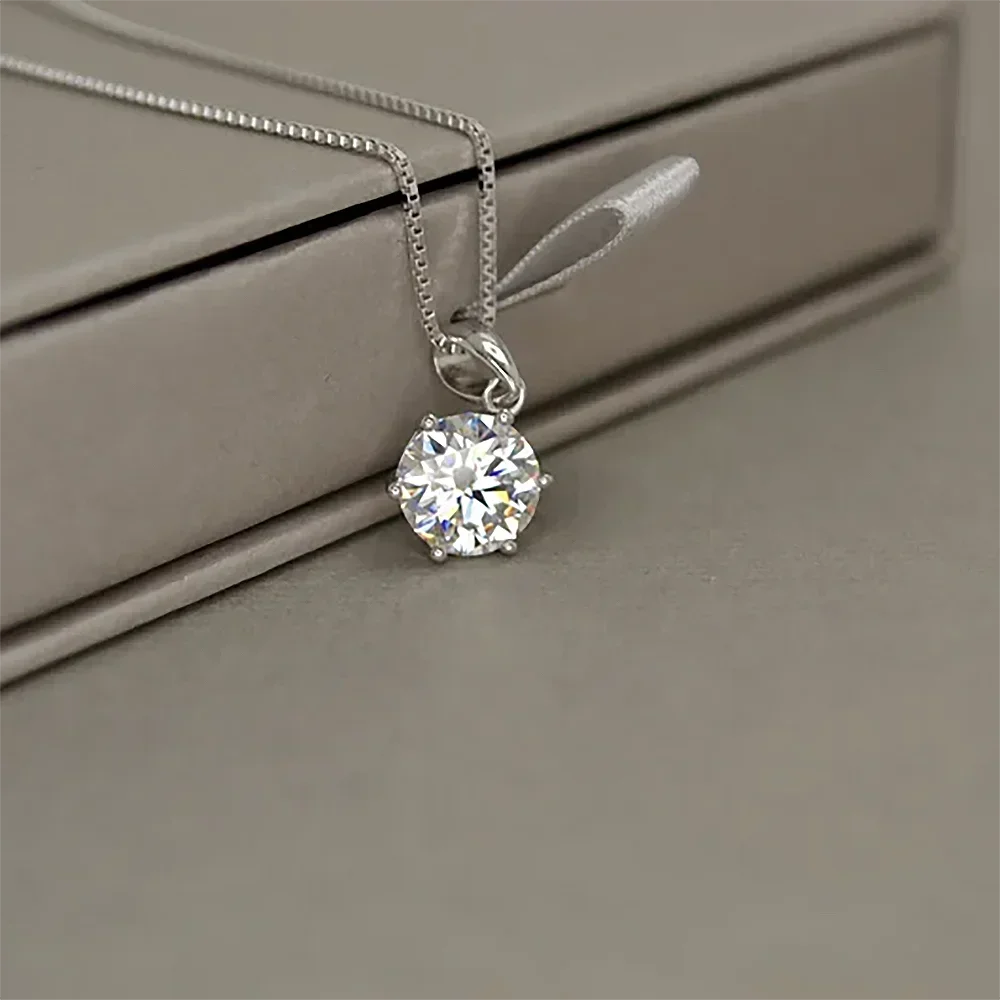 1-10Carat Moissanite Diamond Pendant Necklace for Women S925 Silver D Color VVSI Clarity Solitaire Diamond NeckchainCertified