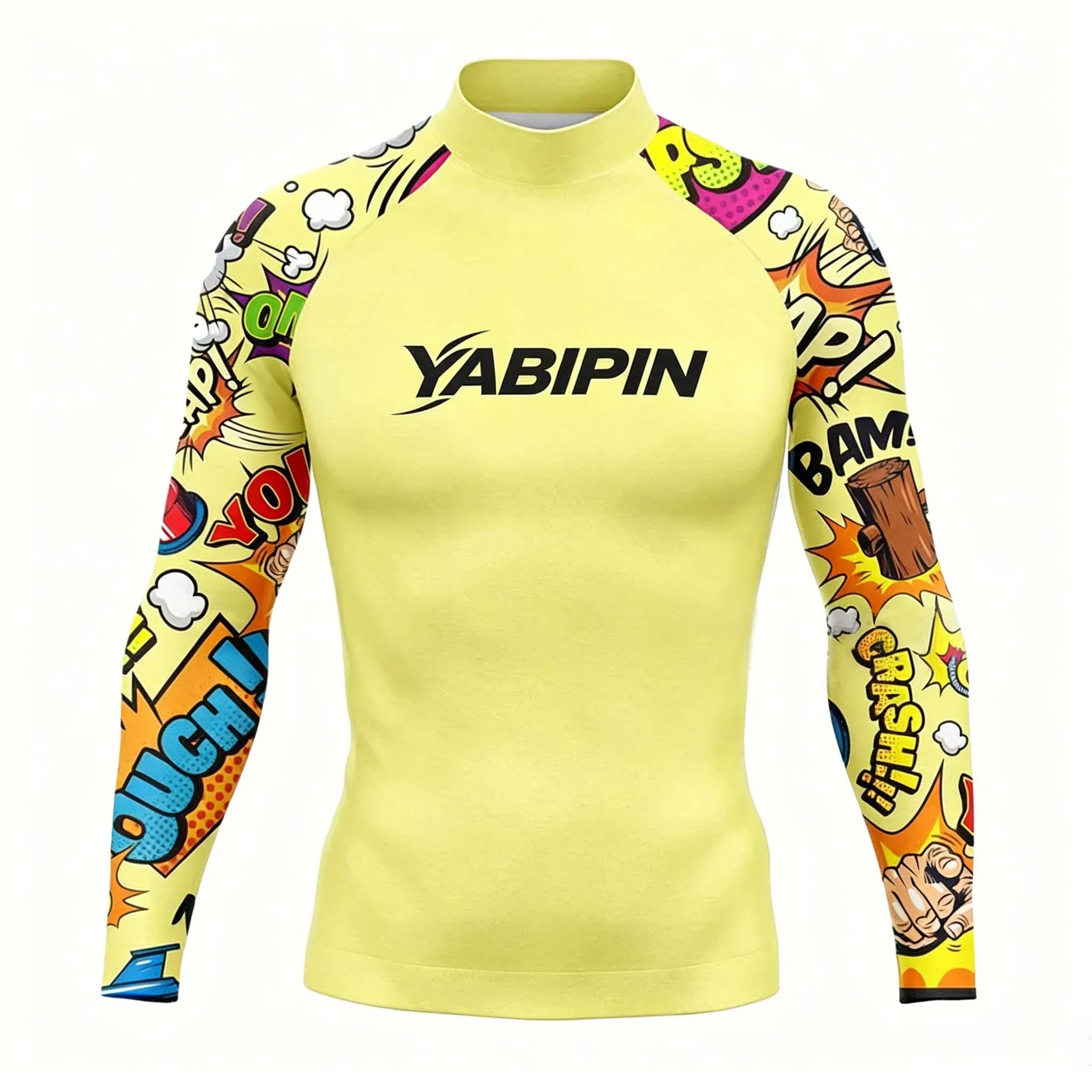 Men's Sun Protective Swim Tee with High Collar – Long Sleeve Surf & Dive Rash Guard, Quick Dry
