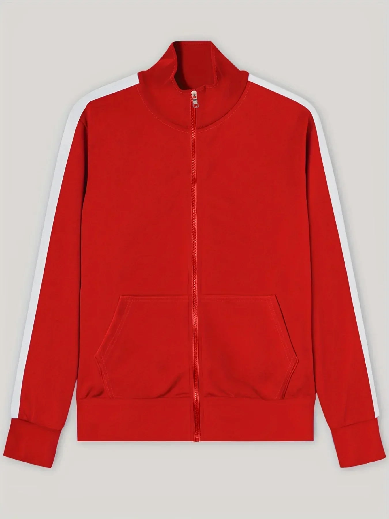 2025 Spring Autumn Men's 2-Piece Set Color Blocking Zipper Stand Collar Casual Sports Jacket Sweatshirt Trousers Suit