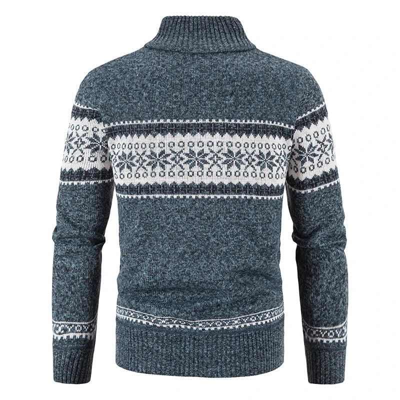 Winter Men's Fleece Cardigan Christmas Knit Sweater Coat Business Casual Jacket High Quality Male Wool Cashmere Clothing