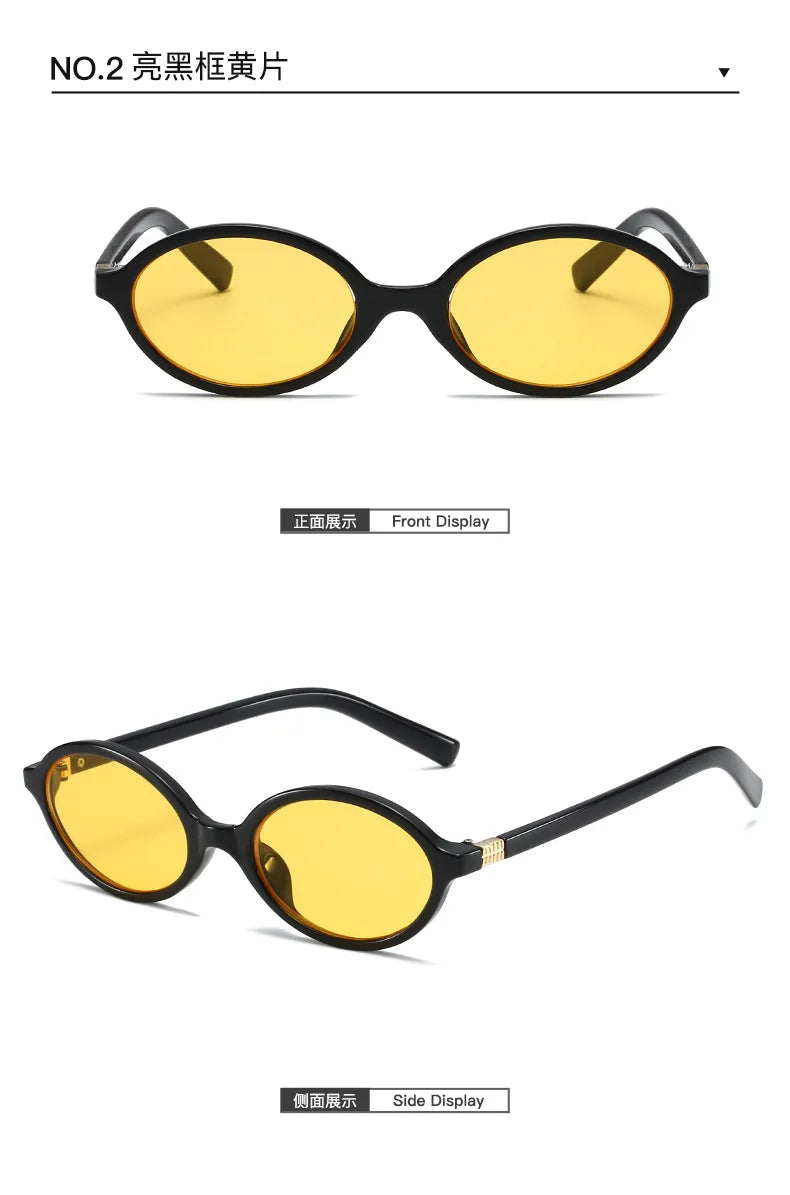Fashion Oval Simple Literary Sunglasses Women Retro Small Frame Commuting Sunglasses Luxury Brand Design Travel Sunglasses UV400