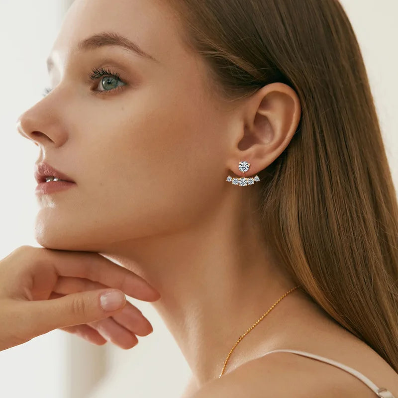 2 in 1 0.5CT Round Brilliant Cut D Color Moissanite Stud Earrings for Women S925 Silver GRA Certified Pierced Earring Gift
