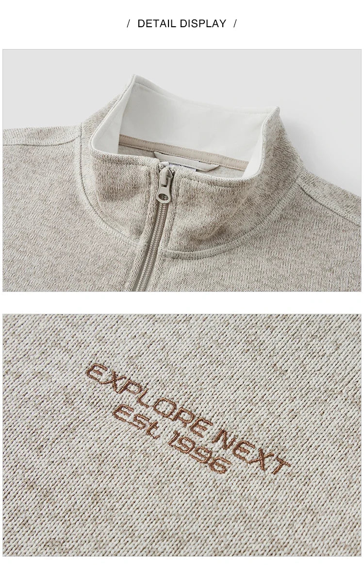 Jacket Men Antistatic Heather Knit Zip Stand Collar 2025 Autumn Winter Embroidery Top Casual Fashion Menswear Clothing