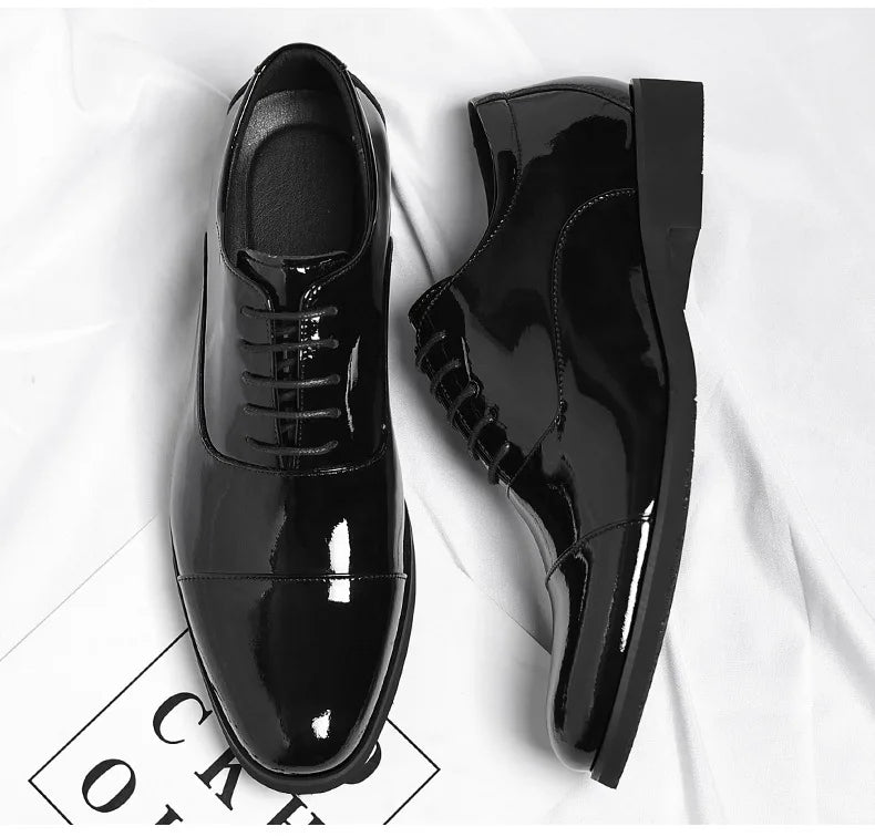Korean Black White Leather Shoes for Men Big Size Business Casual Shoes Male Spring Autumn Lace Designer Fashion Shoe Man