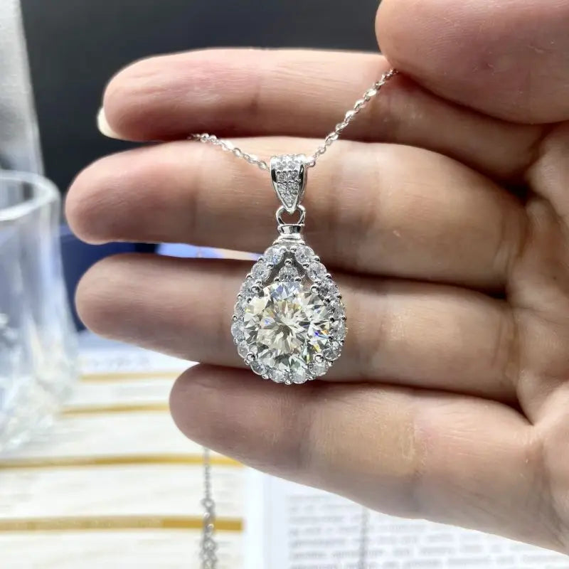 Luxury 925 Sterling Silver Real 5ct Moissanite Pendant Necklace for Women Anniversary Party Diamond Necklaces Fine Jewelry