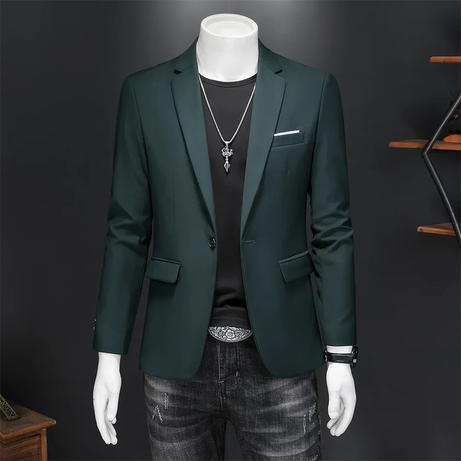 15-color boutique fashion suit 6XL men's slim groom wedding suit jacket business office suit casual solid color suit jacket
