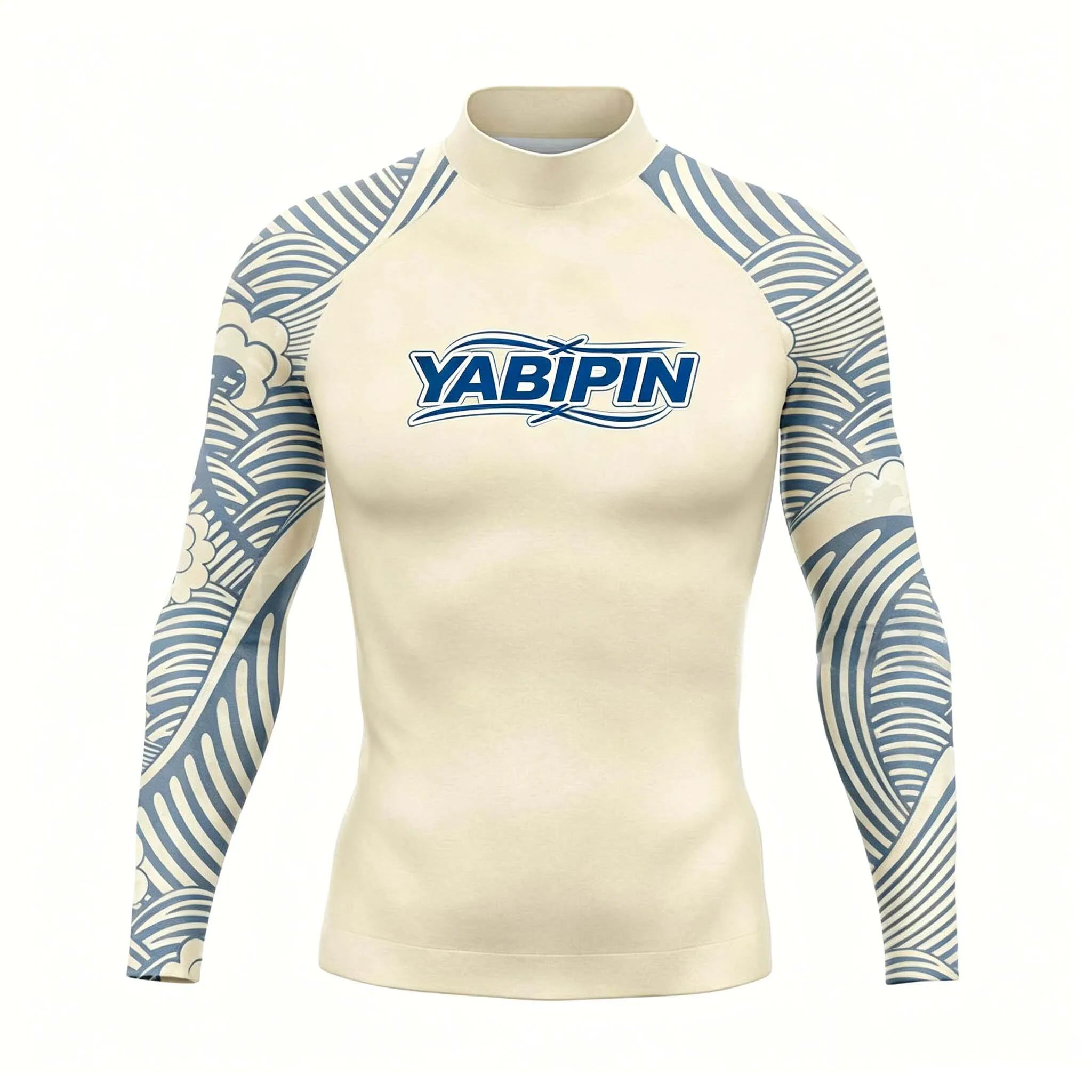 Men's Sun Protective Swim Tee with High Collar – Long Sleeve Surf & Dive Rash Guard, Quick Dry