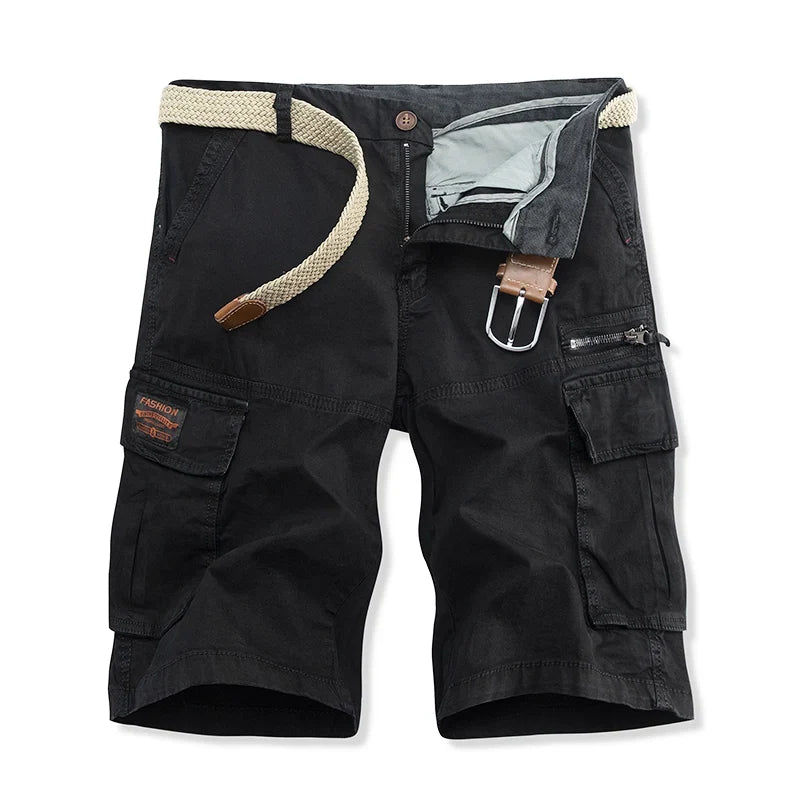 Summer Overalls Men Casual Shorts New Loose Sports Comfortable Knee Shorts Streetwear Breathable Safari Short Pants
