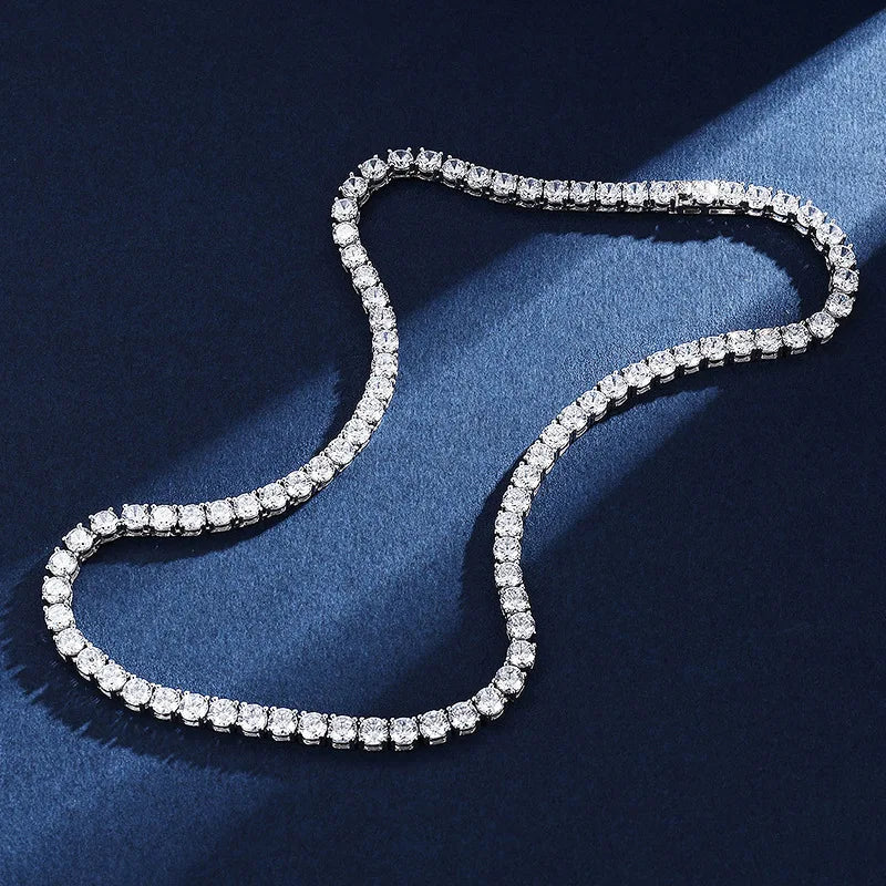 Real 2.5/3/4/5mm Full Moissanite Tennis Necklace for Women 925 Sterling Silver Diamond Neck Chains Necklaces Fine Jewelry