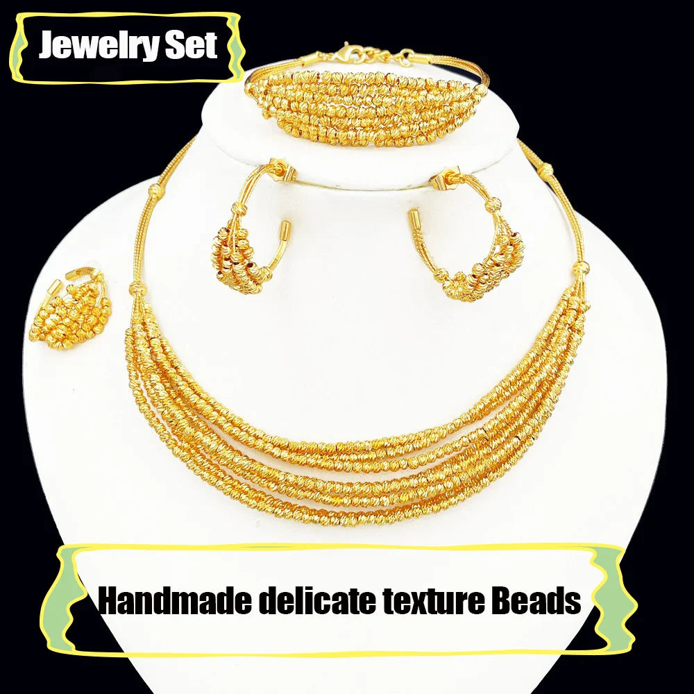 Handmade Women Jewelry Set Multi-layer 18K Gold Plated Beads Set Hight Quality Birthday Wedding Jewellery Accessories