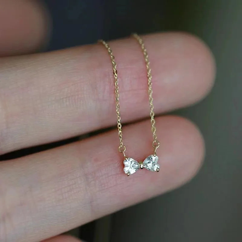 New style 925 Sterling Silver Geometric Simple Bow Necklace For Women Engagement Fine Jewelry Wedding Party Birthday Gift